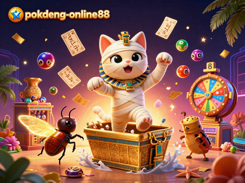 Engage with the exciting world of pokdeng-online88 as the Egyptian mummy cat and friends burst with vibrancy in an electrifying casino.
