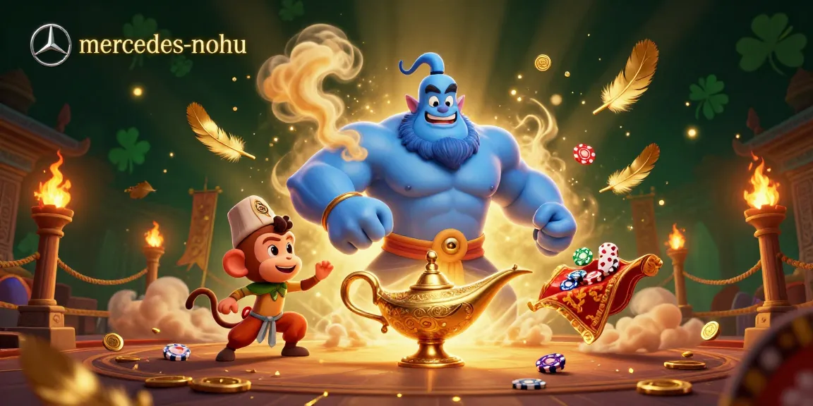 Engage with mercedes-nohu's vibrant 3D casino scene featuring characters and poker elements.