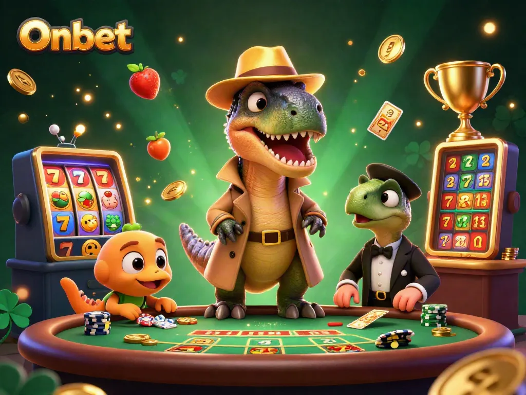 Experience thrilling gaming at Onbet with a velociraptor card counter and rich casino elements.
