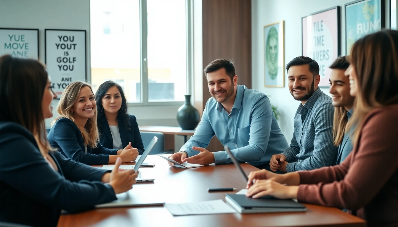 Engaging scene showcasing Career coaching with a diverse group interacting with a professional coach.