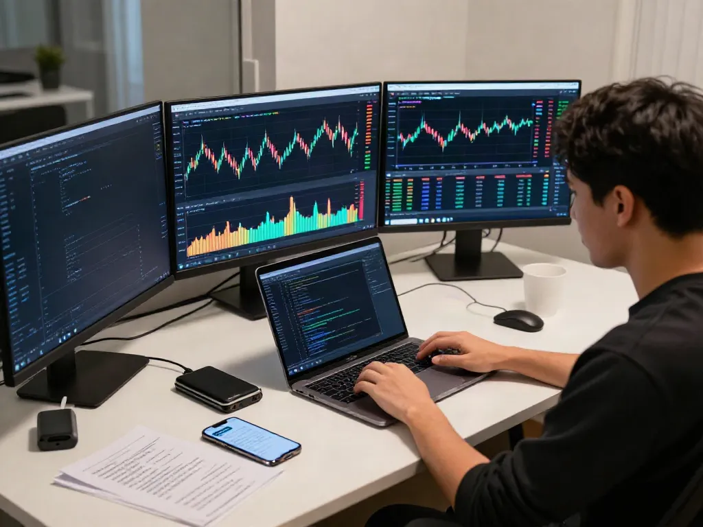 Real-time stock data API integration on multiple screens with cryptocurrency trading charts and a digital wallet, focusing on 東証 リアルタイムデータ API features.