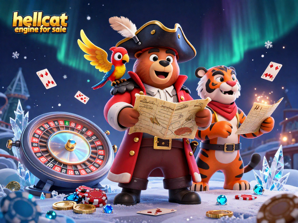 Experience thrilling wins with our hellcat engine for sale in a vibrant casino illustration